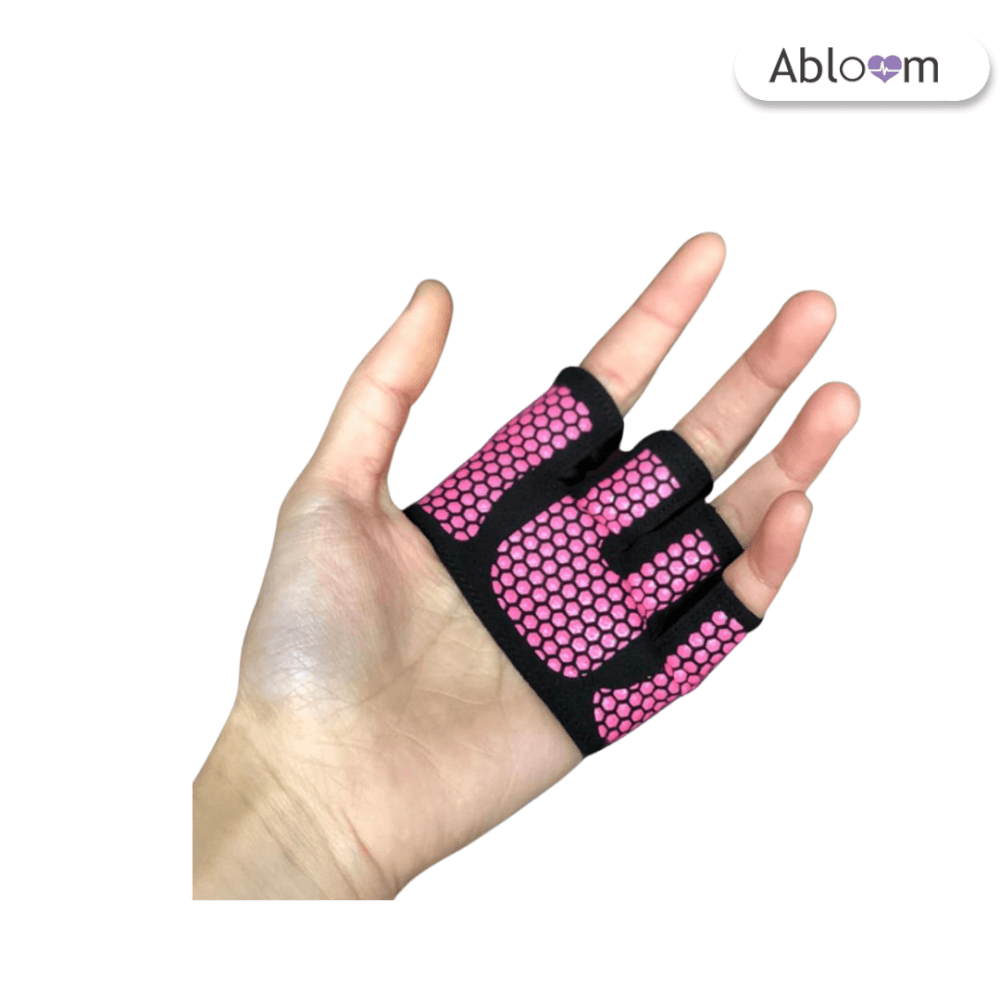 ถุงมือฟิตเนสครึ่งฝ่ามือ ABLOOM สีชมพู-ดำ ไซส์ L
