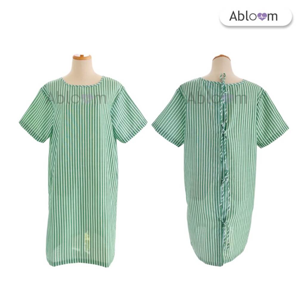ชุดคลุม แบบผูกโบว์ด้านหลัง ABLOOM 0040174008068_สีเขียวลายทาง ไซซ์ XL_3