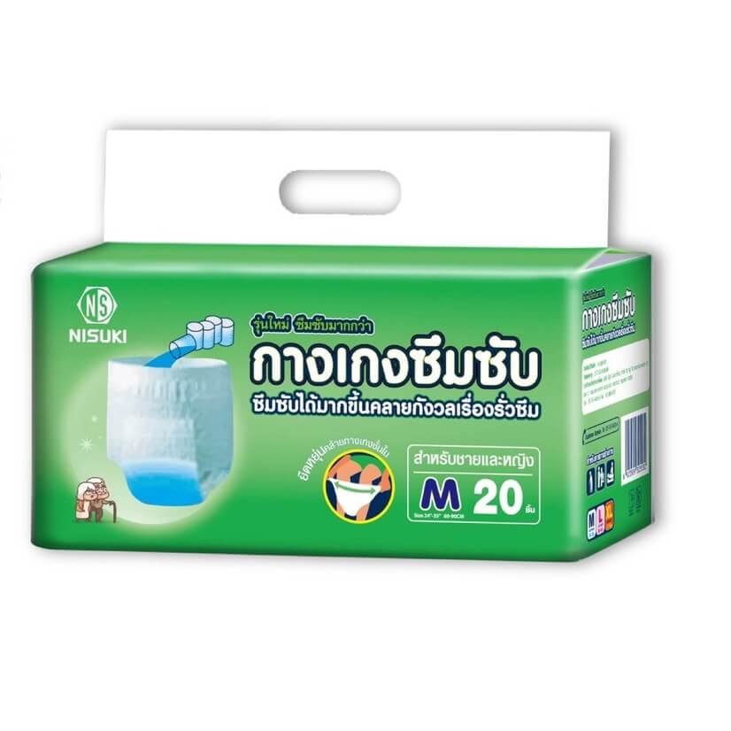 กางเกงผ้าอ้อมผู้ใหญ่ NISUKI  ไซส์ M 80 ชิ้น (1 ลัง)