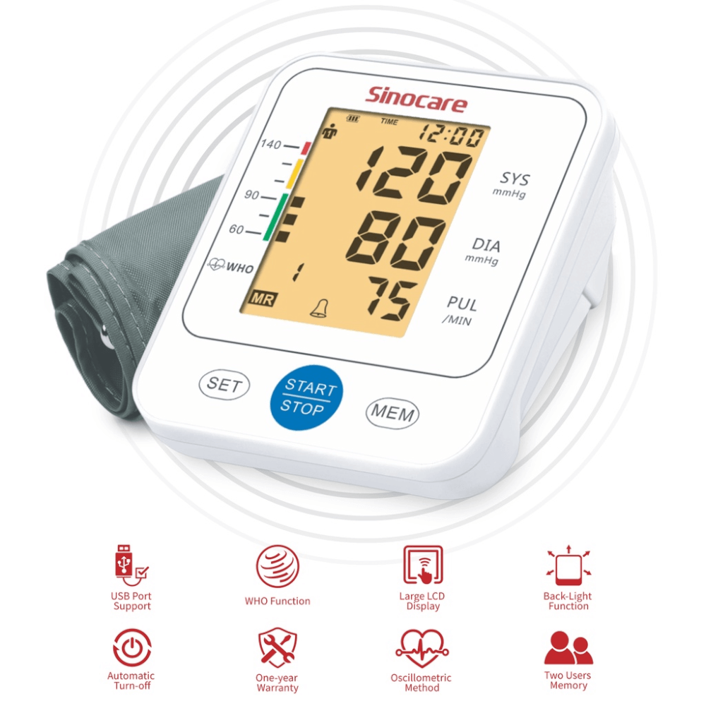 เครื่องวัดความดันโลหิต อิเล็กทรอนิกส์ SINOCARE รุ่น BSX516 0070060003013