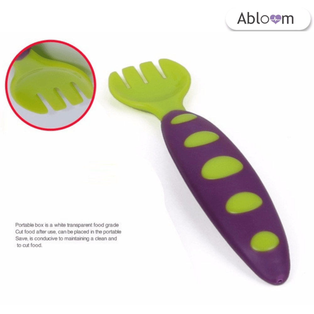 ช้อนหัดทานสำหรับเด็ก ABLOOM 0080016008016_สีม่วงลายจุด