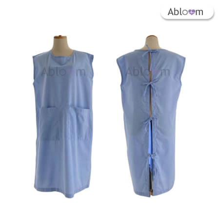 ชุดคลุม แบบผูกโบว์ด้านหลังแขนกุด ABLOOM 0040211018067_สีฟ้า ไซซ์ XL_0