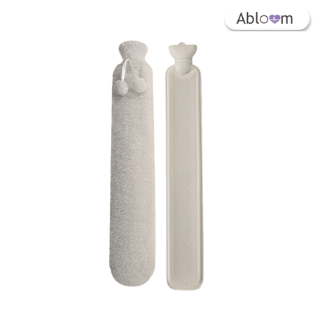 กระเป๋าน้ำร้อน ทรงยาว พร้อมปลอกผ้านุ่ม ขนาด 2000 ML ABLOOM สีเทา_0