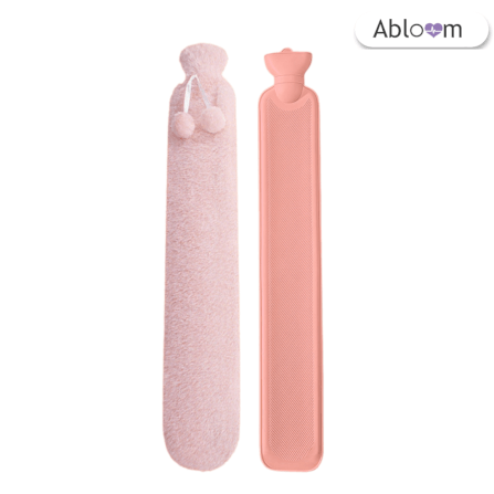 กระเป๋าน้ำร้อน ทรงยาว พร้อมปลอกผ้านุ่ม ขนาด 2000 ML ABLOOM สีชมพู_0
