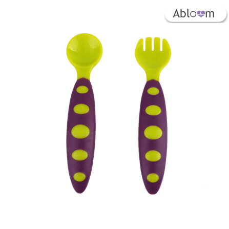 ช้อนหัดทานสำหรับเด็ก ABLOOM 0080016008016_สีม่วงลายจุด_2
