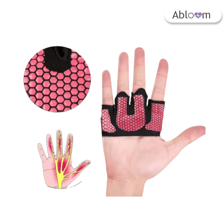 ถุงมือฟิตเนสครึ่งฝ่ามือ ABLOOM สีชมพู-ดำ ไซส์ L_4