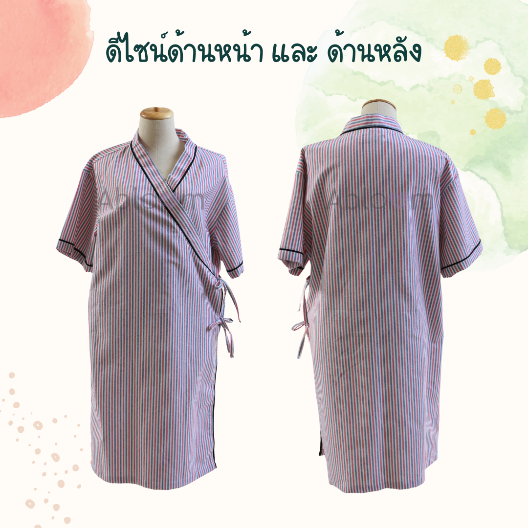 ชุดคลุม แบบผูกโบว์ด้านข้าง ABLOOM 0040098001046_สีดำลายทาง ไซซ์ M_2