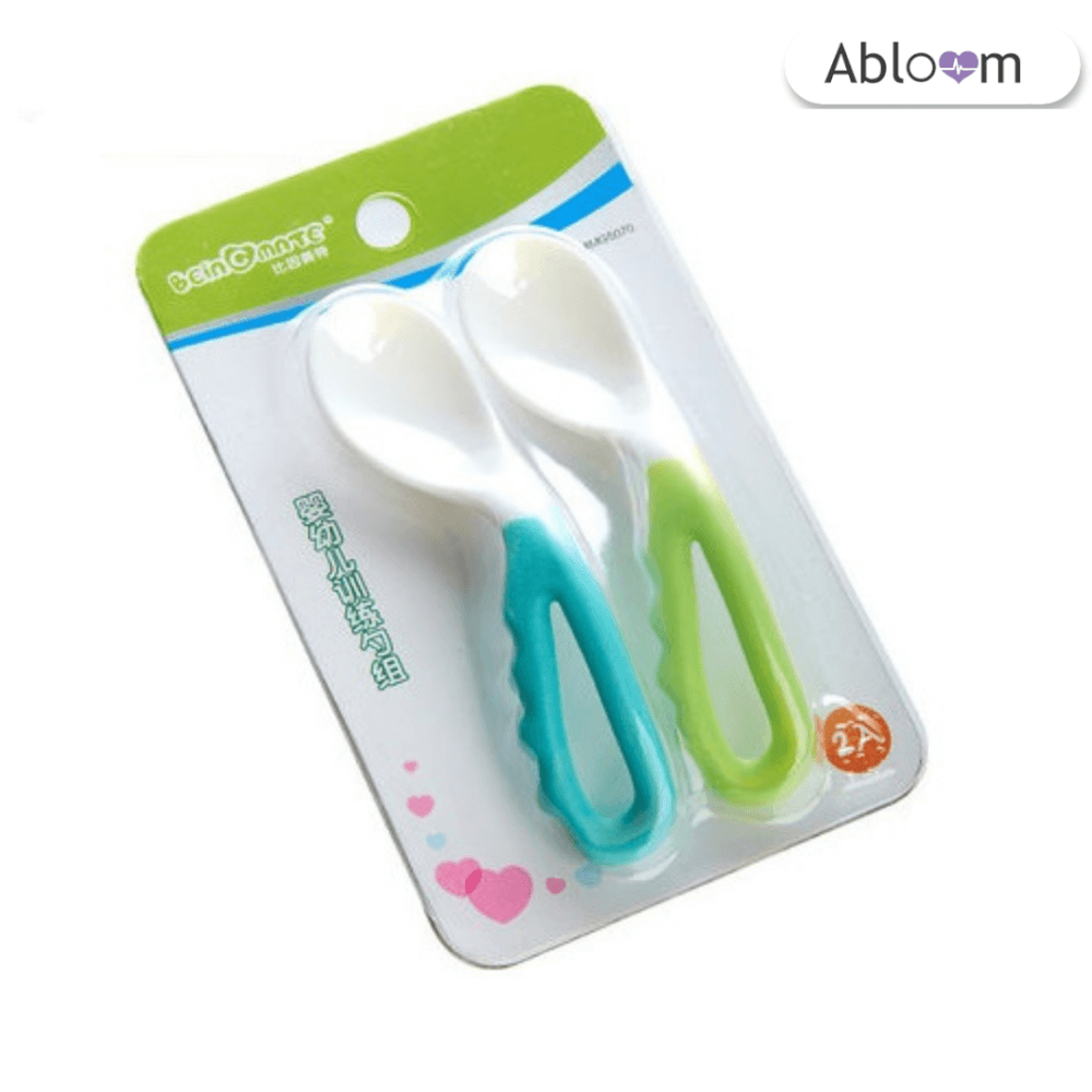   ช้อนสำหรับเด็ก ฝึกทานอาหารด้วยตัวเอง ABLOOM 0080016008016_(คู่สีฟ้า/เขียว) _0