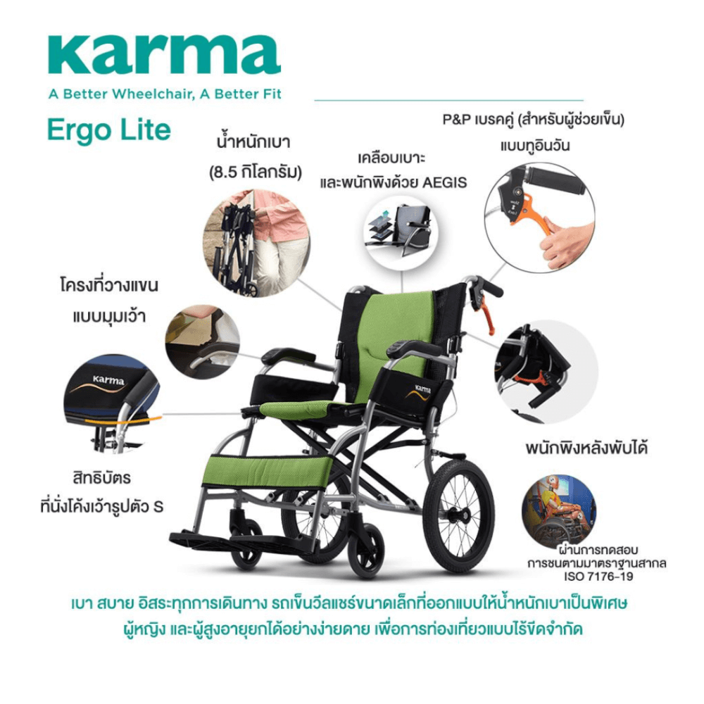 รถเข็นวีลแชร์ Karma รุ่น Ergo Lite เบาะ 18 นิ้ว 0020020004017_6