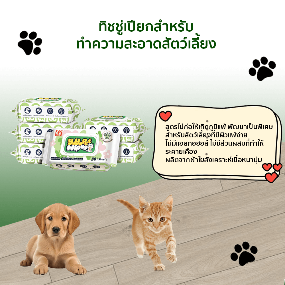ทิชชู่เปียกสำหรับสัตว์เลี้ยง YOYO PET ( แพ็ค 6) รุ่น PET0017