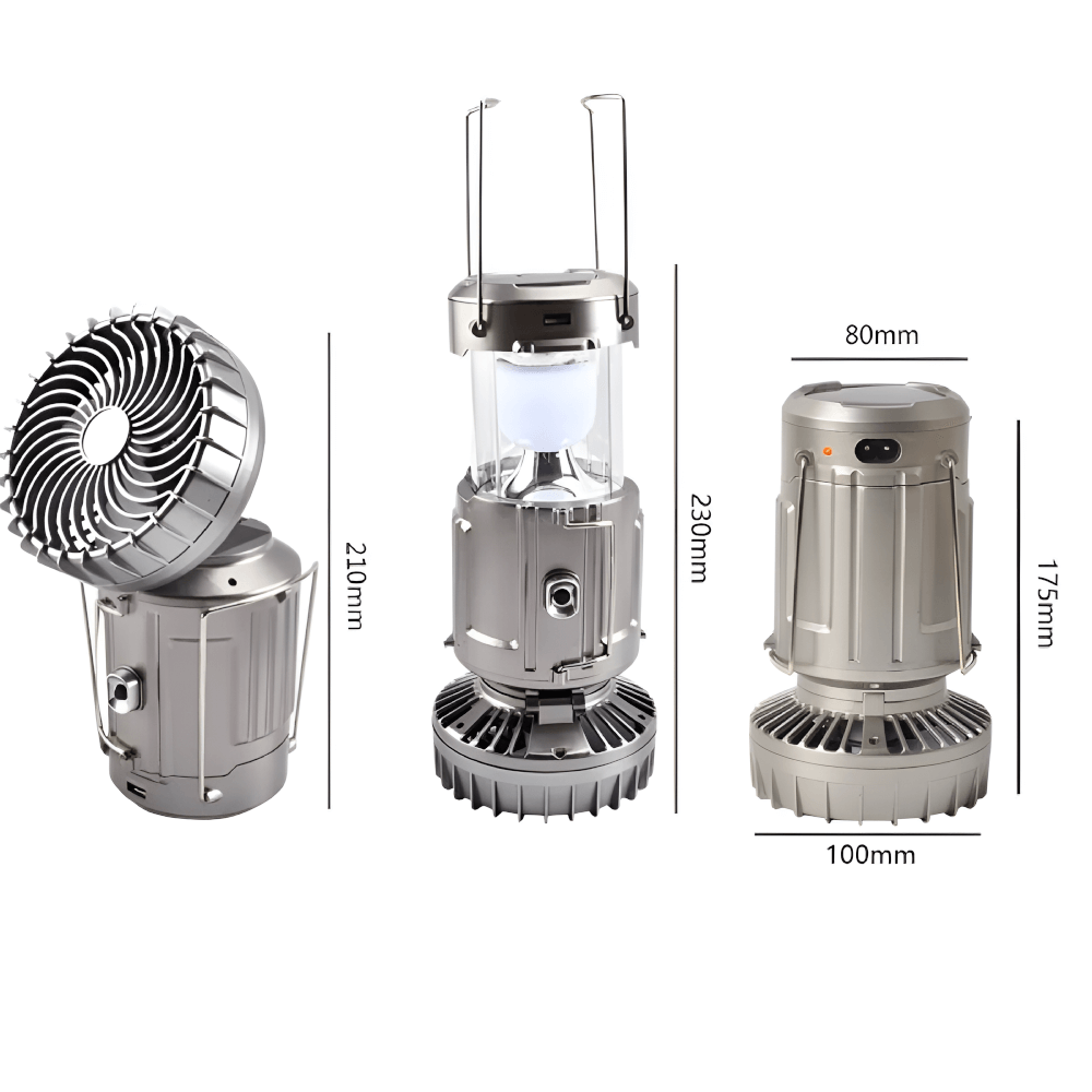 โคมไฟตั้งแคมป์ไฟฉาย + พัดลมไฟฟ้า SOLAR 3IN1 THAI SUN SPORT รุ่น CP0039