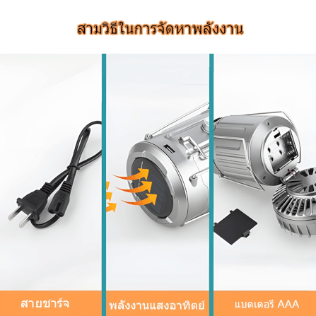 โคมไฟตั้งแคมป์ไฟฉาย + พัดลมไฟฟ้า SOLAR 3IN1 THAI SUN SPORT รุ่น CP0039_3