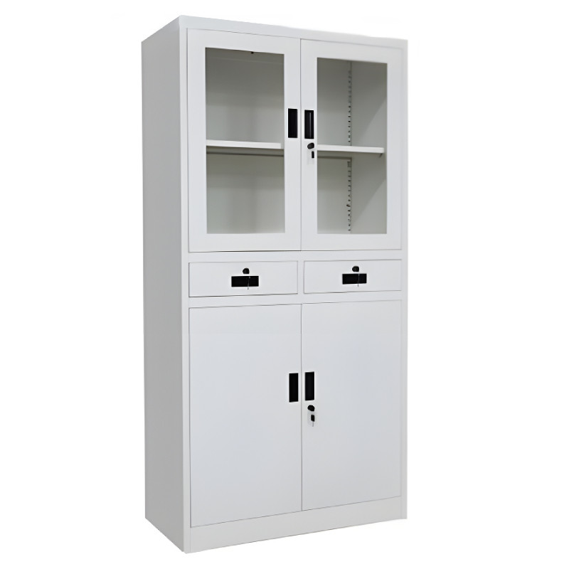 ตู้เอกสารเหล็กบานเปิดสูงบนกระจก-ทึบล่าง MEDILA รุ่น SH0029WH สีขาว_0