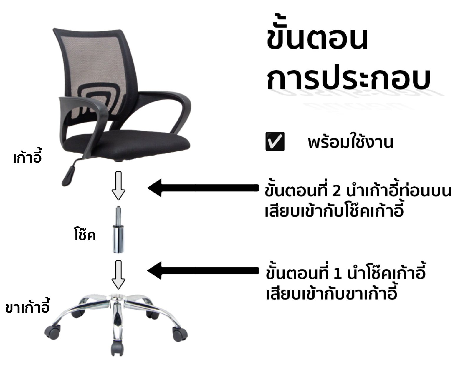 เก้าอี้สำนักงาน MEDILA รุ่น CH0001BK สีดำ (จัดส่งแบบประกอบ 90%)_2
