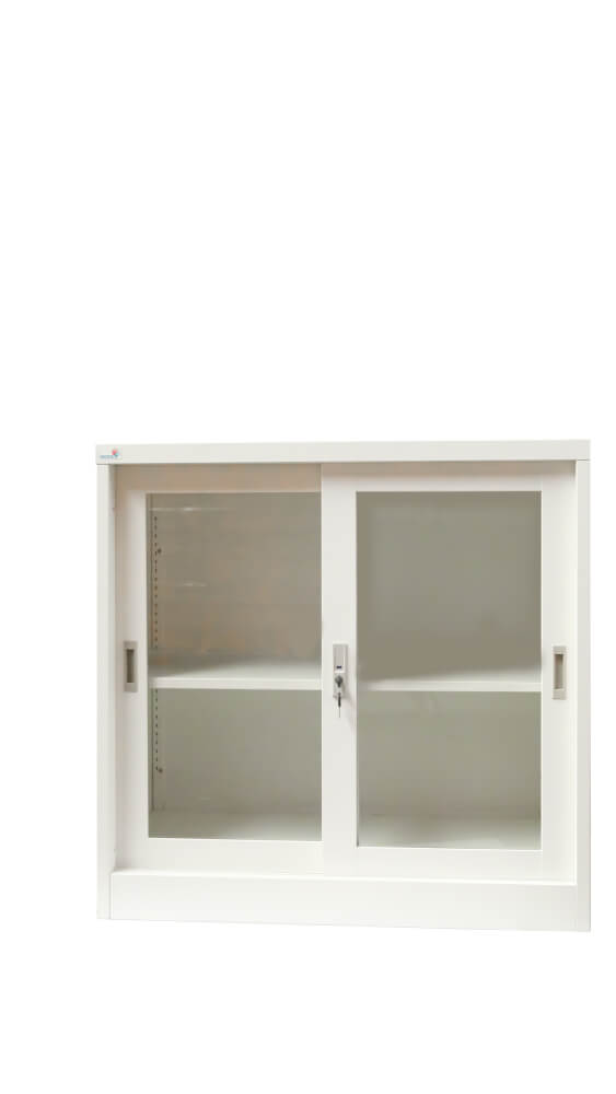 ตู้เอกสารบานเลื่อนกระจก MEDILA รุ่น SH0038WH สีขาว_0