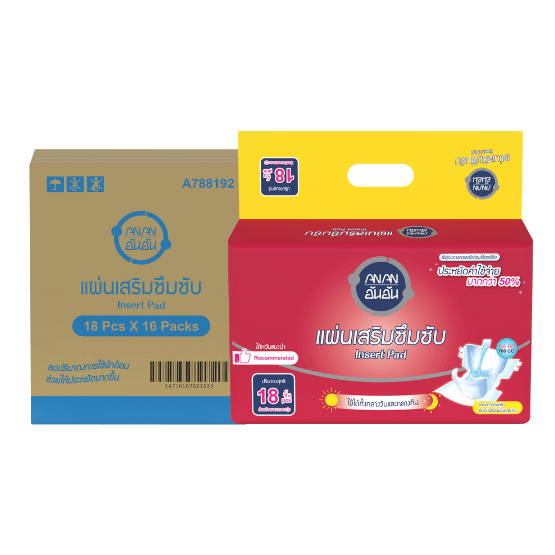 แผ่นเสริมซึมซับ ANAN ไซซ์ 16 แพ็ค/ลัง (288 ชิ้น/ลั...