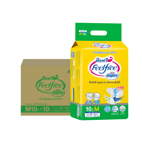 ผ้าอ้อมผู้ใหญ่แบบเทป FEELFREE ไซซ์ S-M 10 แพ็ค/ลัง (100ชิ้น)_0