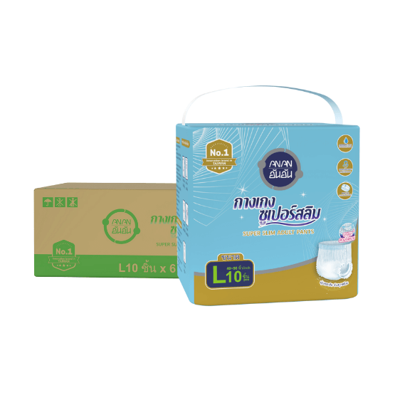 ผ้าอ้อมผู้ใหญ่แบบกางเกง  ANAN ไซซ์ L 10 ชิ้น 6 แพ็ค/ลัง (60ชิ้น)_0