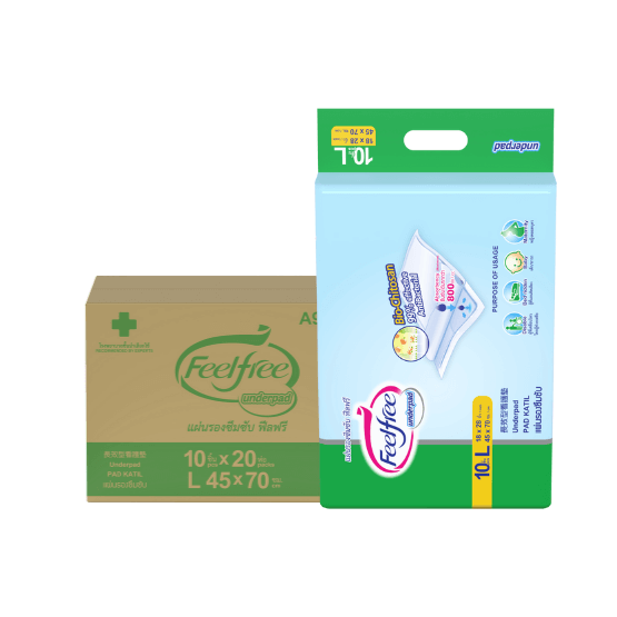 แผ่นรองซึมซับ FEELFREE ไซซ์ L10 20 แพ็ค/ลัง (200ชิ้น)_0