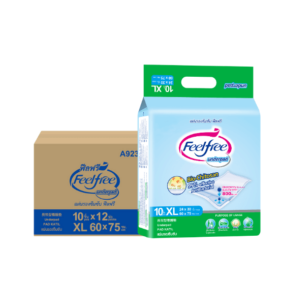 แผ่นรองซึมซับ FEELFREE XL10 12 แพ็ค/ลัง (120ชิ้น)