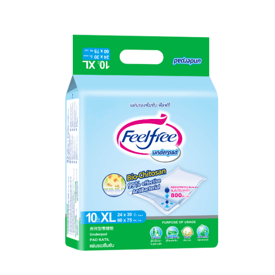 แผ่นรองซึมซับ FEELFREE ไซซ์ XL 10 ชิ้น X 1 แพ็ค