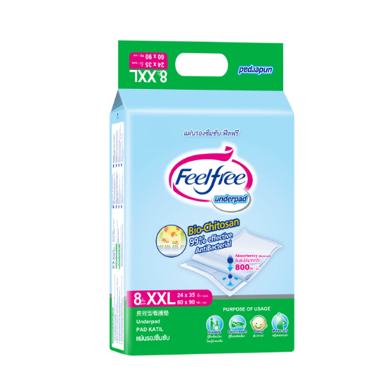 แผ่นรองซึมซับ FEELFREE ไซซ์ XXL 8 ชิ้น X 1 แพ็ค_0