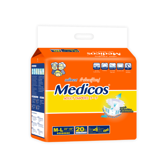 ผ้าอ้อมผู้ใหญ่เทป MEDICOS ไซซ์ M-L 20ชิ้น X 1แพ็ค_0