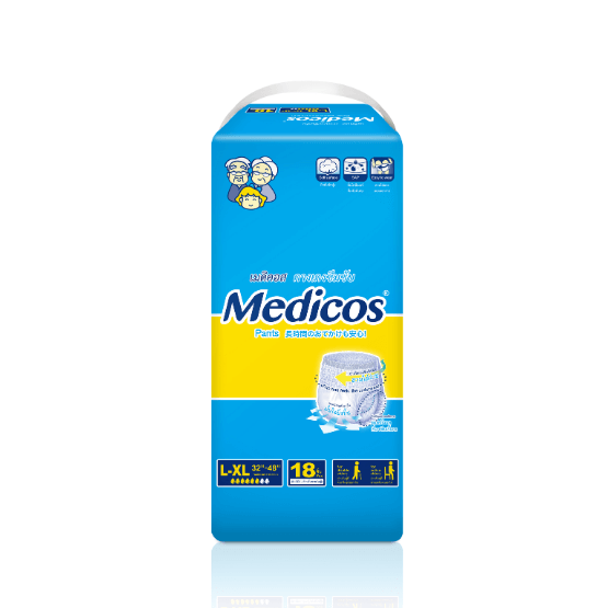 ผ้าอ้อมผู้ใหญ่กางเกง MEDICOS ไซซ์ L-XL 18 ชิ้น X 1 แพ็ค_0