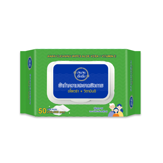 ทิชชู่เปียก ANAN ผ้าเช็ดทำความสะอาดผิวกาย 50 แผ่น X 1 แพ็ค_7