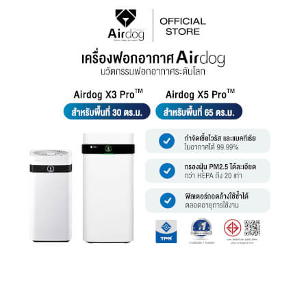 [แพ็คคู่คุ้มกว่า] เครื่องฟอกอากาศ AIRDOG กรองPM2.5 ฆ่าเชื้อไวรัส รุ่น X3PRO(D) ไม่เกิน 30ต.รม + X5PRO(D) ไม่เกิน 60 ตร.ม_7