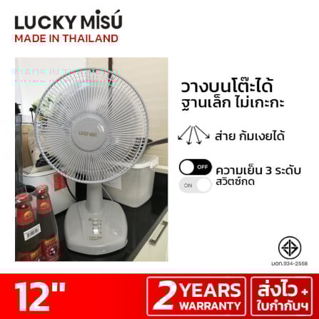 พัดลมตั้งโต๊ะ 12 นิ้ว ลัคกี้มิตซู LM521 สีชมพู_2