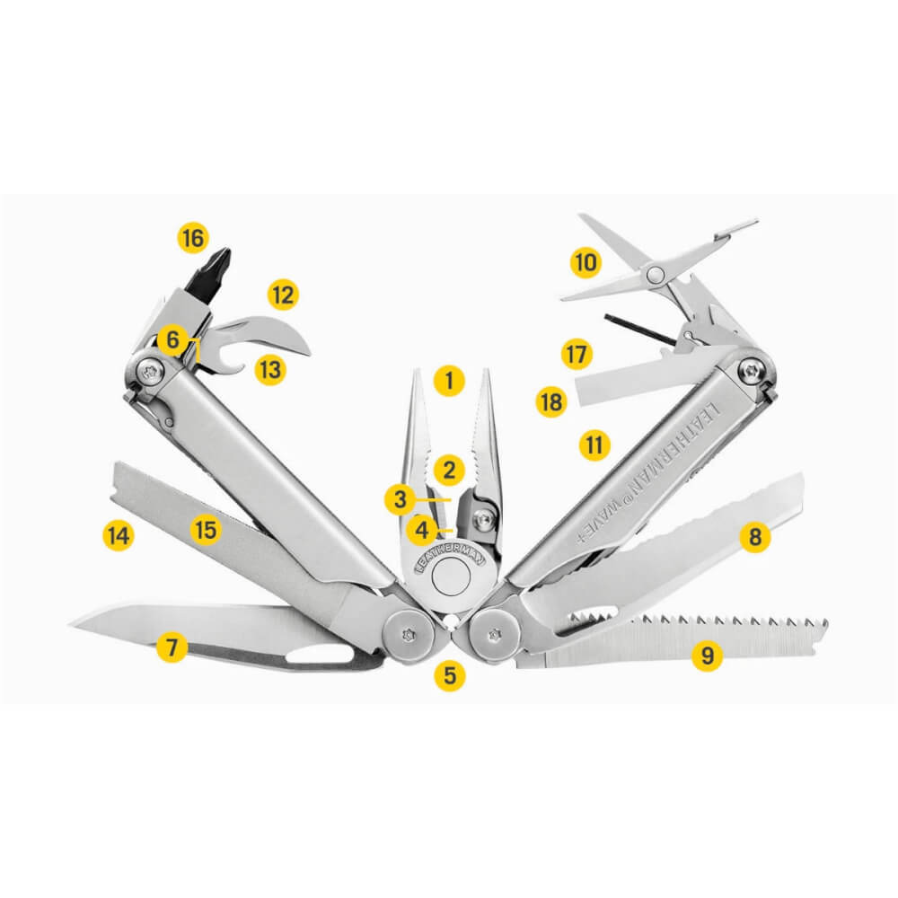 เครื่องมือ คีมพับ มีดพับ Leatherman รุ่น wave+ สีเงิน