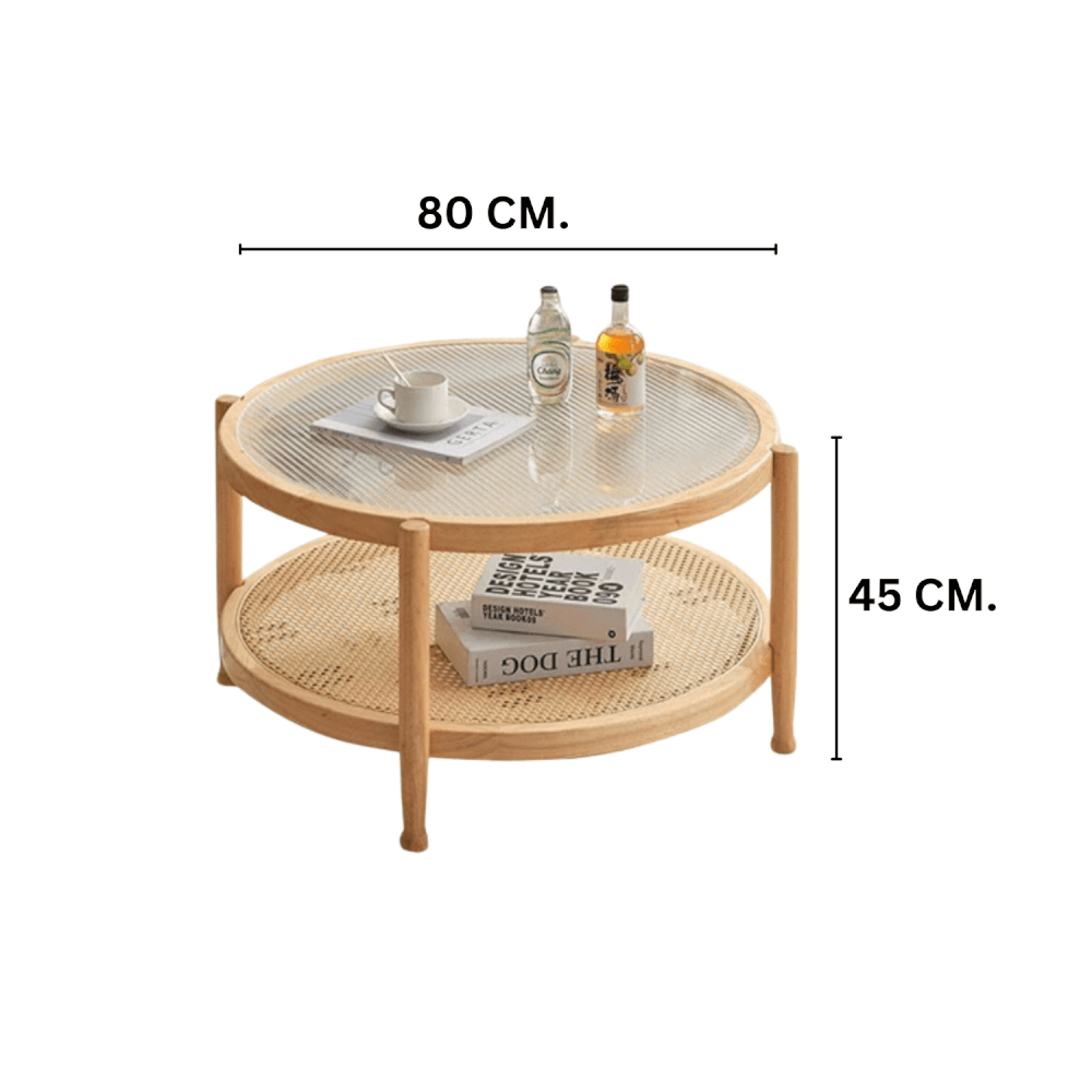 โต๊ะกาแฟ MY DOLLS HOUSE HOMU RATTAN 45 ซม. สีน้ำตาลอ่อน