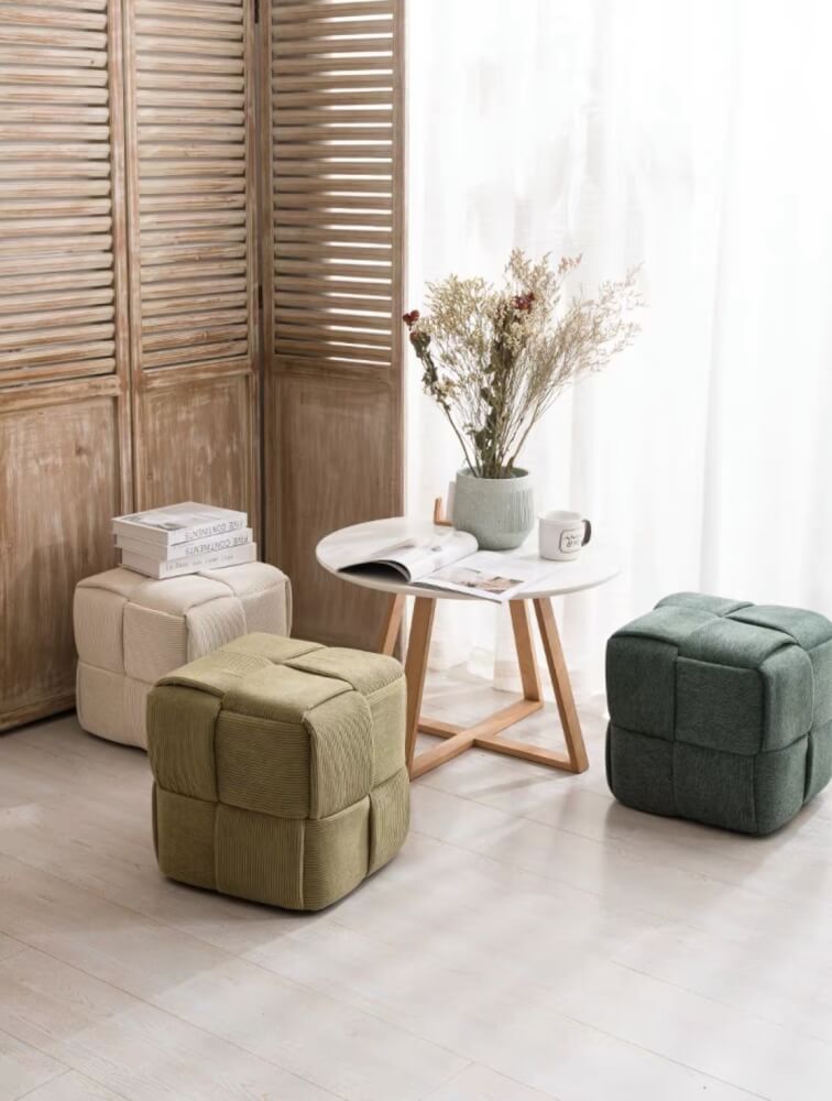 สตูลผ้าลูกฟูก MY DOLLS HOUSE COZY CUBE 38 ซม. สีเขียวใบชา