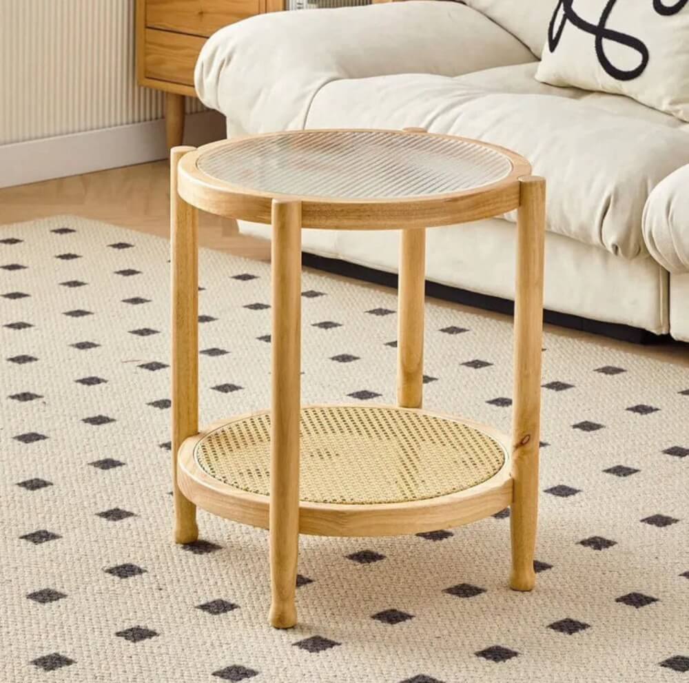 โต๊ะข้าง MY DOLLS HOUSE HOMU RATTAN 60 ซม. สีน้ำตาลอ่อน