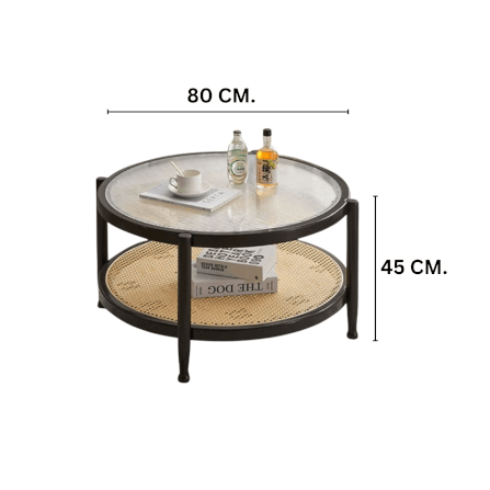 โต๊ะกาแฟ MY DOLLS HOUSE HOMU RATTAN 45 ซม. สีดำ_1
