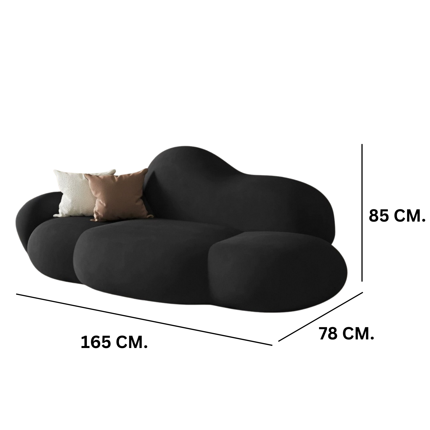 โซฟา 3 ที่นั่ง MY DOLLS HOUSE CLOUDY 165 ซม. สีดำผ้ากำมะหยี่_1