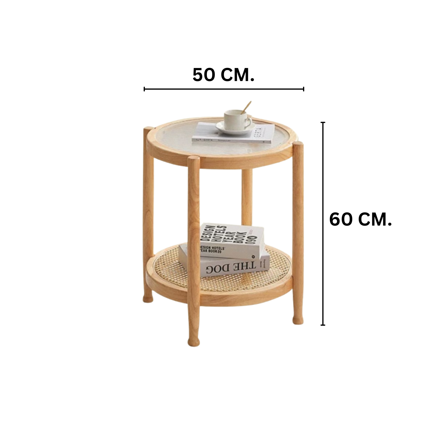โต๊ะข้าง MY DOLLS HOUSE HOMU RATTAN 60 ซม. สีน้ำตาลอ่อน_1