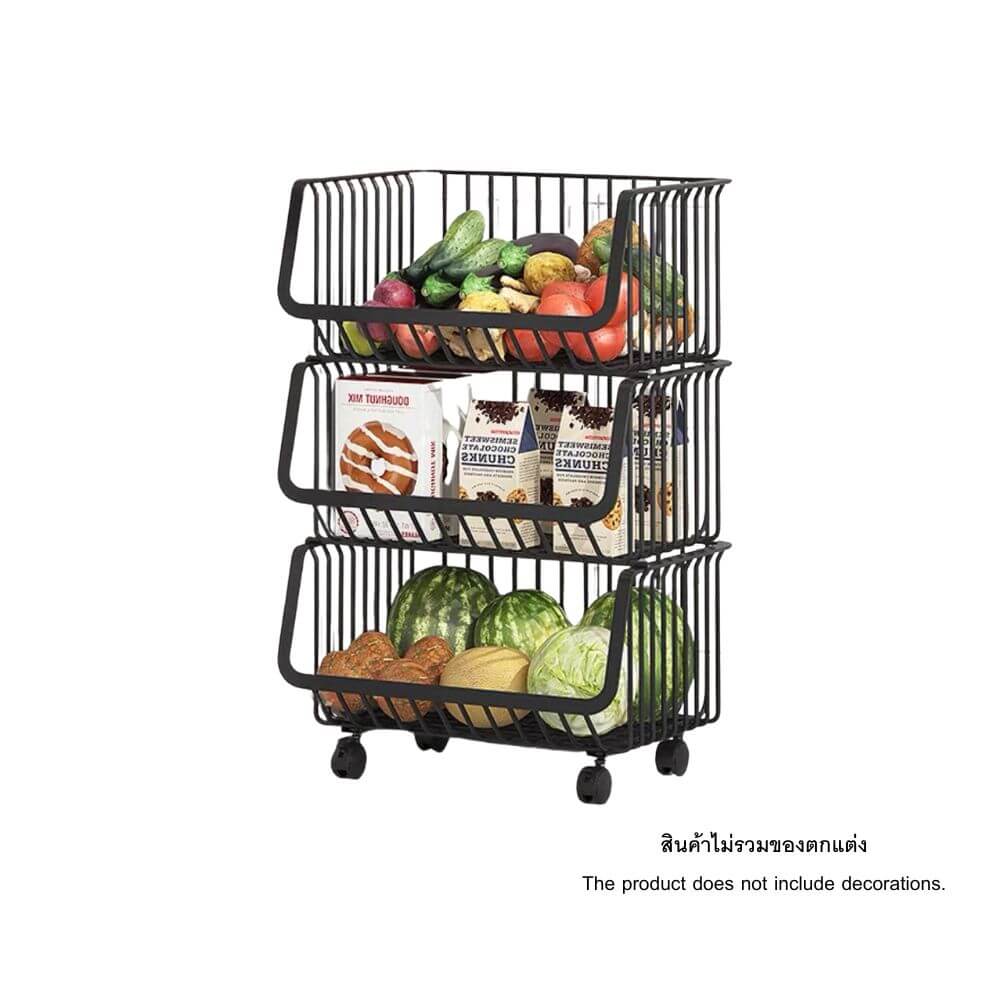 [PRE-ORDER] ชั้นวางของ 3 ชั้น มีล้อ PROMA-RACK001-03 ดำ
