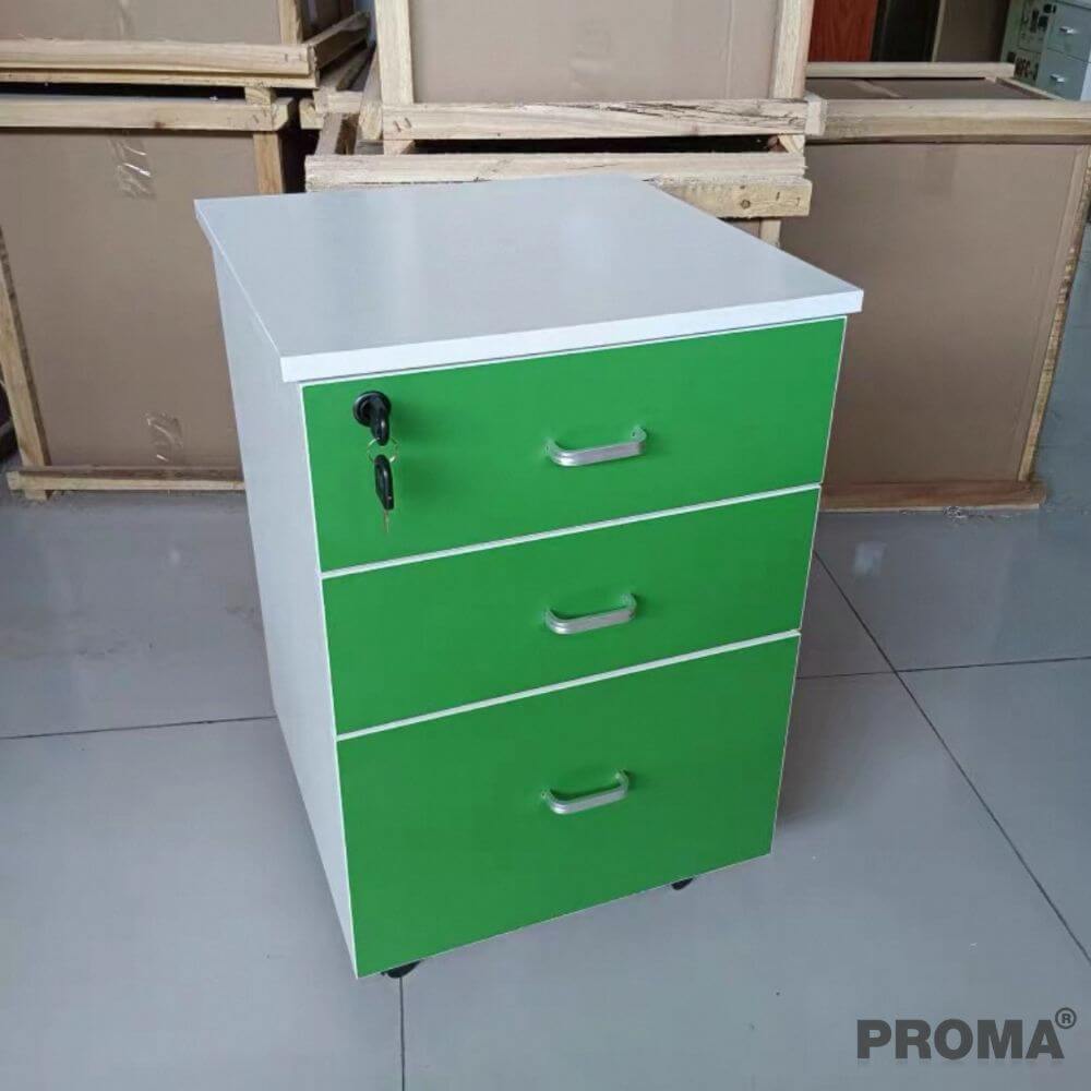 [PRE-ORDER] ตู้ลิ้นชัก 3 ชั้น PROMA-OF07-01 40CM สีขาว/เขียว