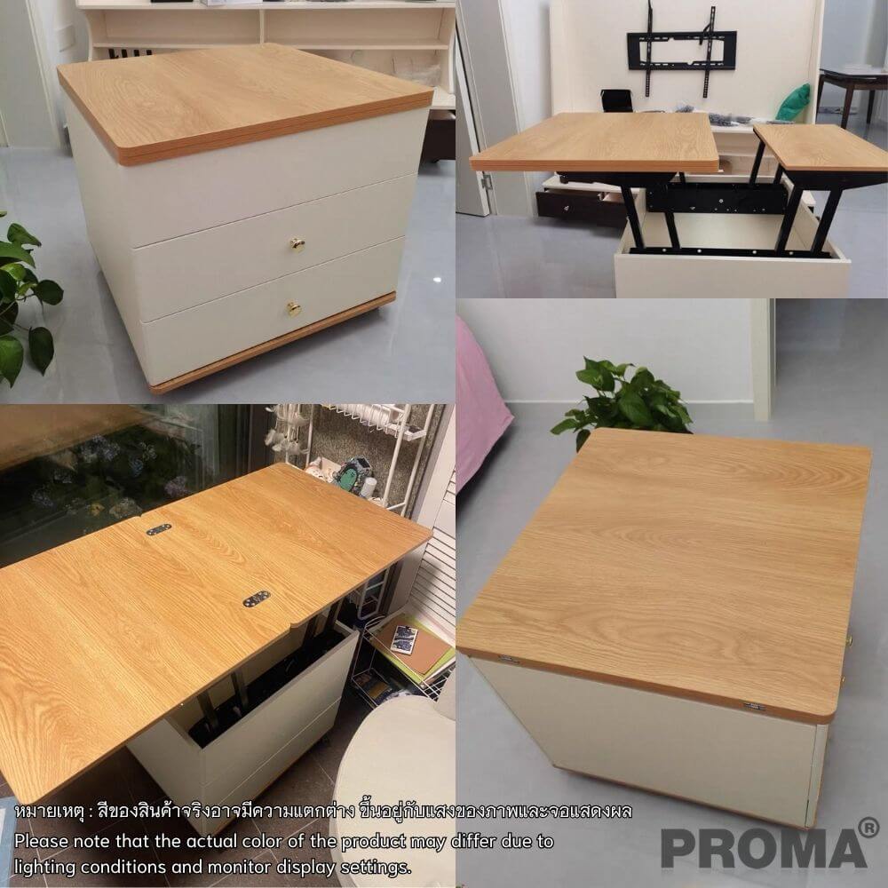 [PRE-ORDER] โต๊ะข้าง PROMA-ST-004WB สีขาว/น้ำตาล_1