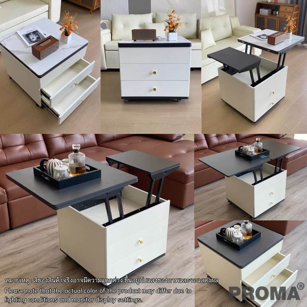 [PRE-ORDER] โต๊ะข้าง PROMA-ST-004WW ท๊อปโต๊ะหินสังเคราะห์ สีขาว_1