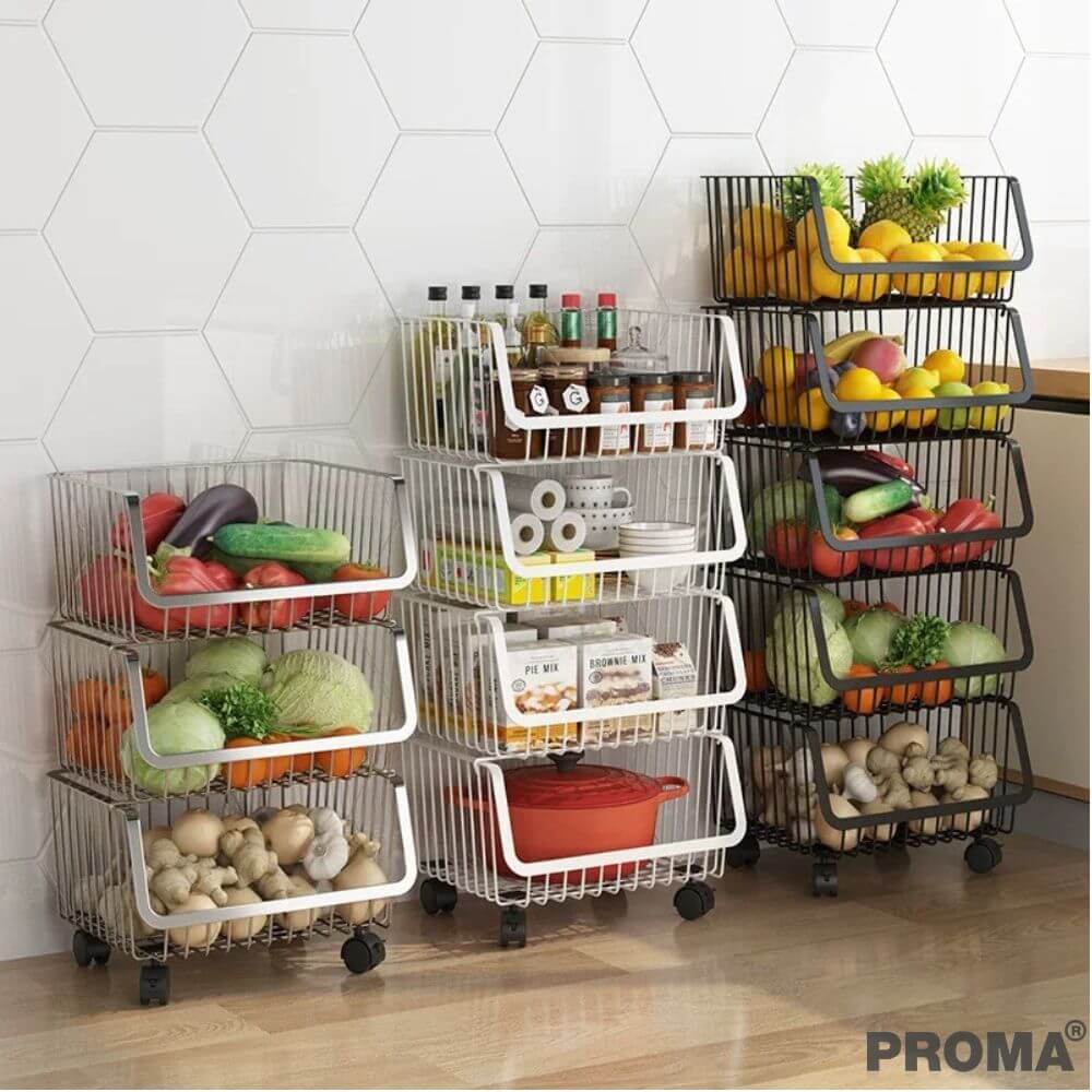 [PRE-ORDER] ชั้นวางของ 3 ชั้น วัสดุสแตนเลส304 มีล้อ PROMA-RACK001-03-S304