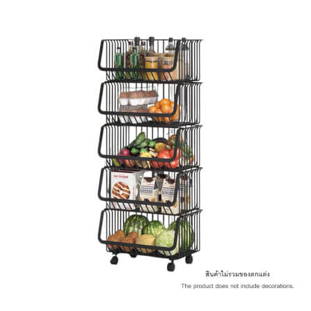 [PRE-ORDER] ชั้นวางของ 5 ชั้น มีล้อ PROMA-RACK001-05 ดำ_0