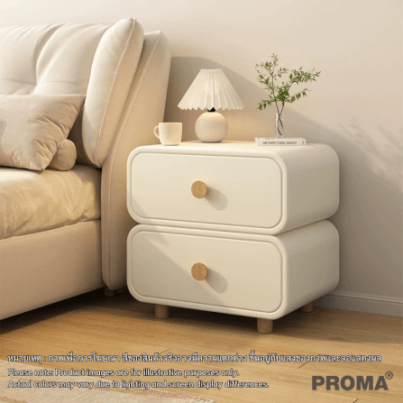 [PRE-ORDER] โต๊ะข้างเตียงสไตล์มินิมอล 2 ชั้น PROMA-TBD-01 วัสดุไม้สนอัดหลายชั้น ขนาด 40 ซม. ดำ/ขาว_7