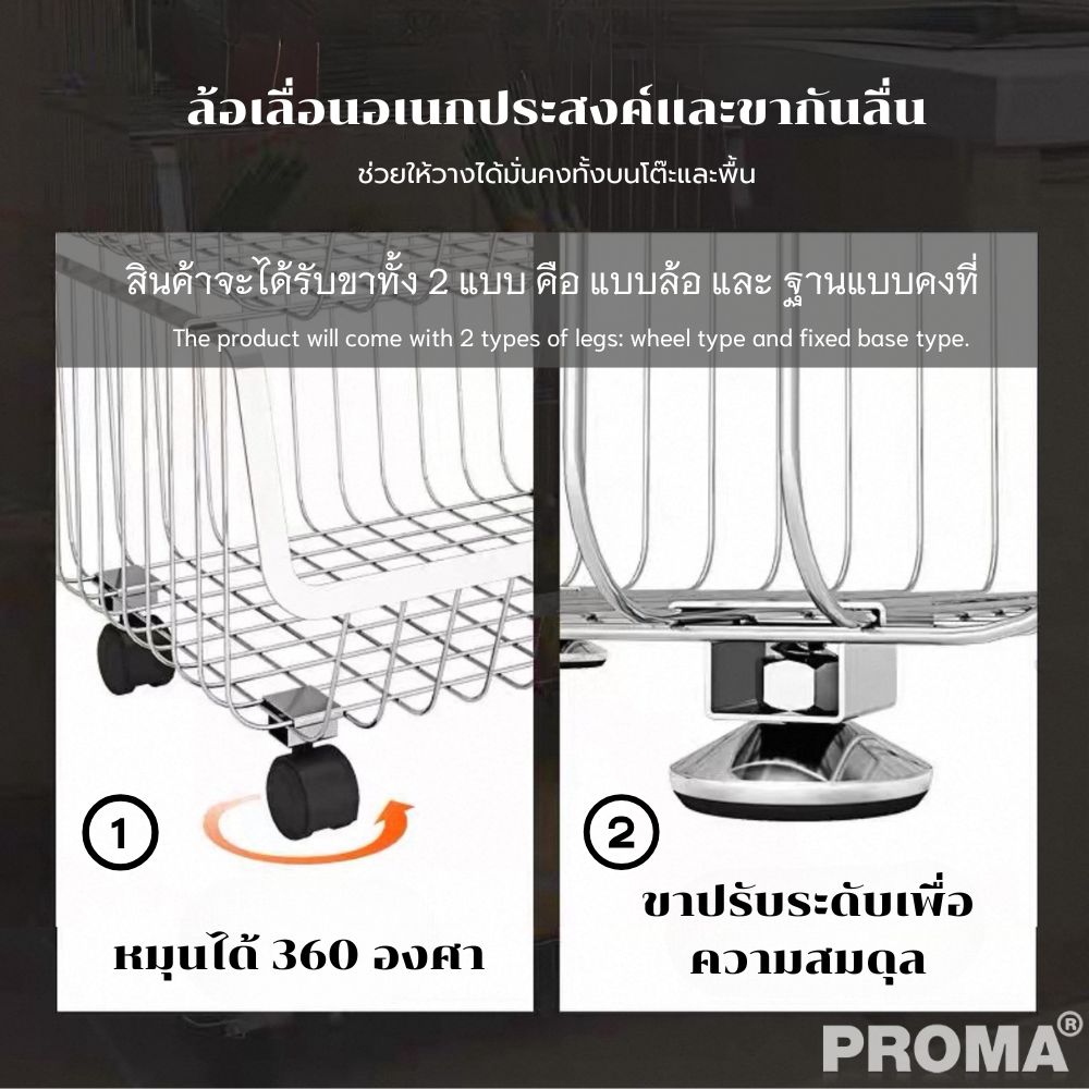 [PRE-ORDER] ชั้นวางของ 5 ชั้น วัสดุสแตนเลส304 มีล้อ PROMA-RACK001-05-S304_2