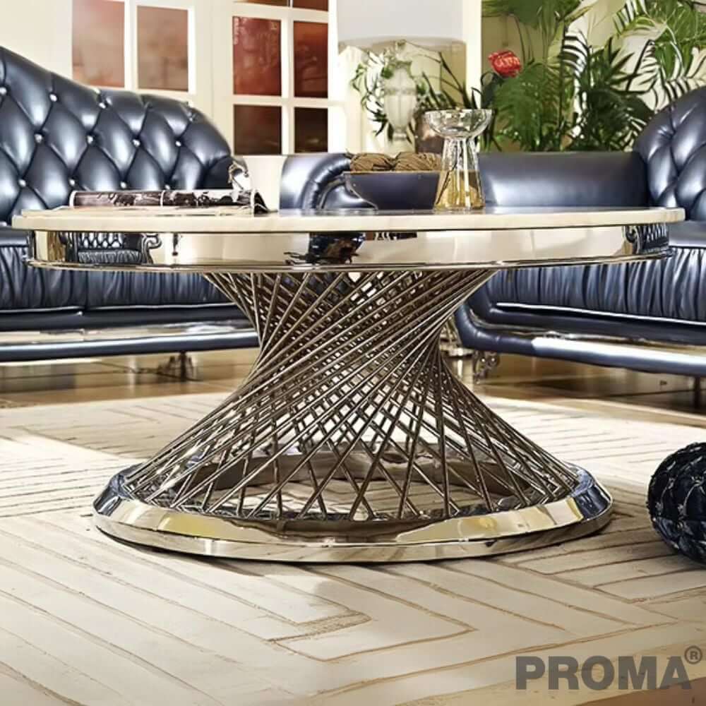 [Pre-order] โต๊ะกลาง ท๊อปหินอ่อนสังเคราะห์ Proma-CTB-06 ขาสีเงิน_1