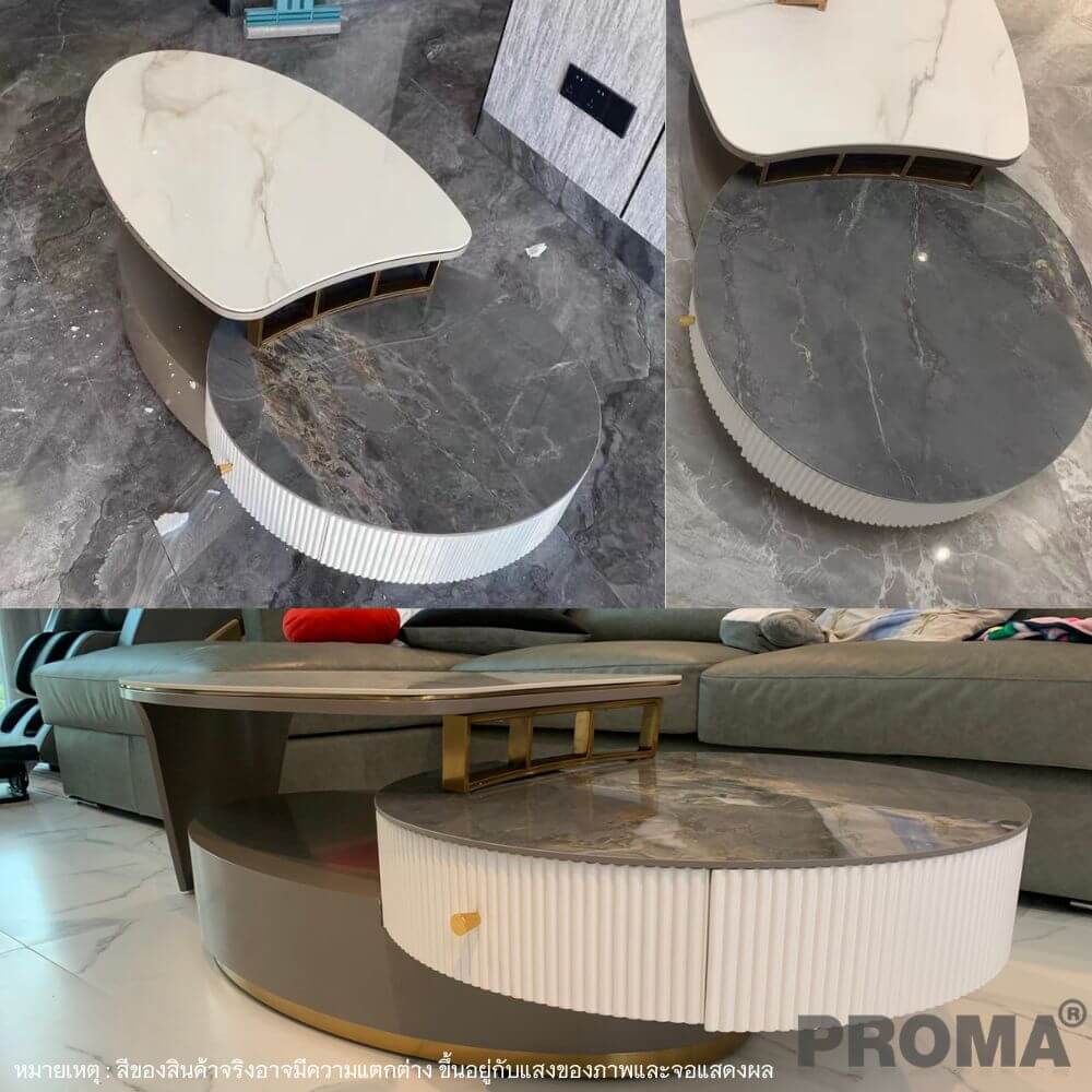 [Pre-order] โต๊ะกลางรับแขก ท็อปหินอ่อนสังเคาระห์ Proma-CTB-46