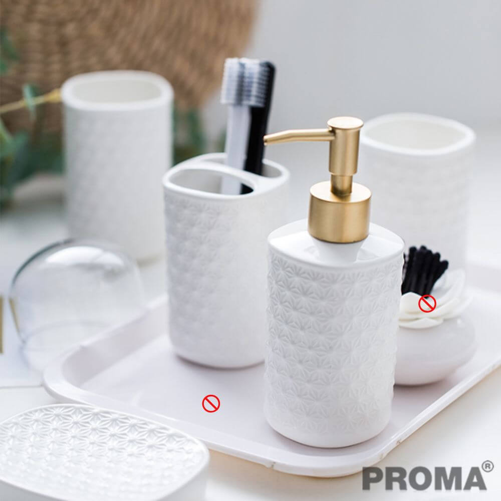 [Pre-order] อุปกรณ์ห้องน้ำเซรามิก 5 ชิ้น PROMA-WS01 สีขาว (ไม่มีถาดรอง)