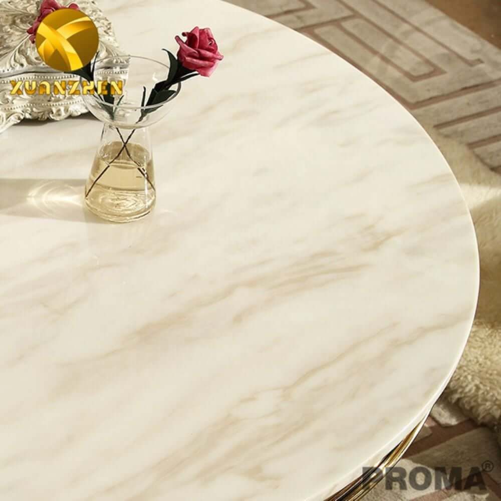 [Pre-order] โต๊ะกลาง ท๊อปหินอ่อนสังเคราะห์ Proma-CTB-06 ขาสีทอง